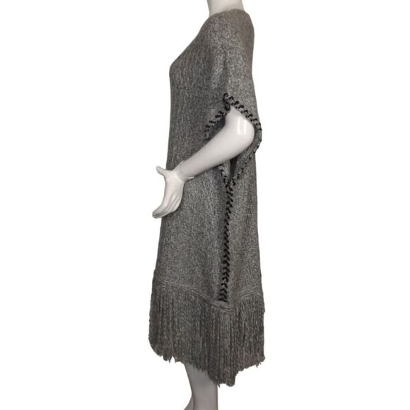 TOPSHOP Poncho/Cape/Vest, M/L, Gray, Fringe, Scoop neckline - Picture 7 of 11